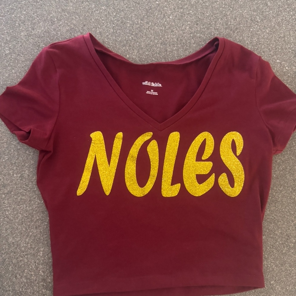 Gold and Red Graphic Crop Top